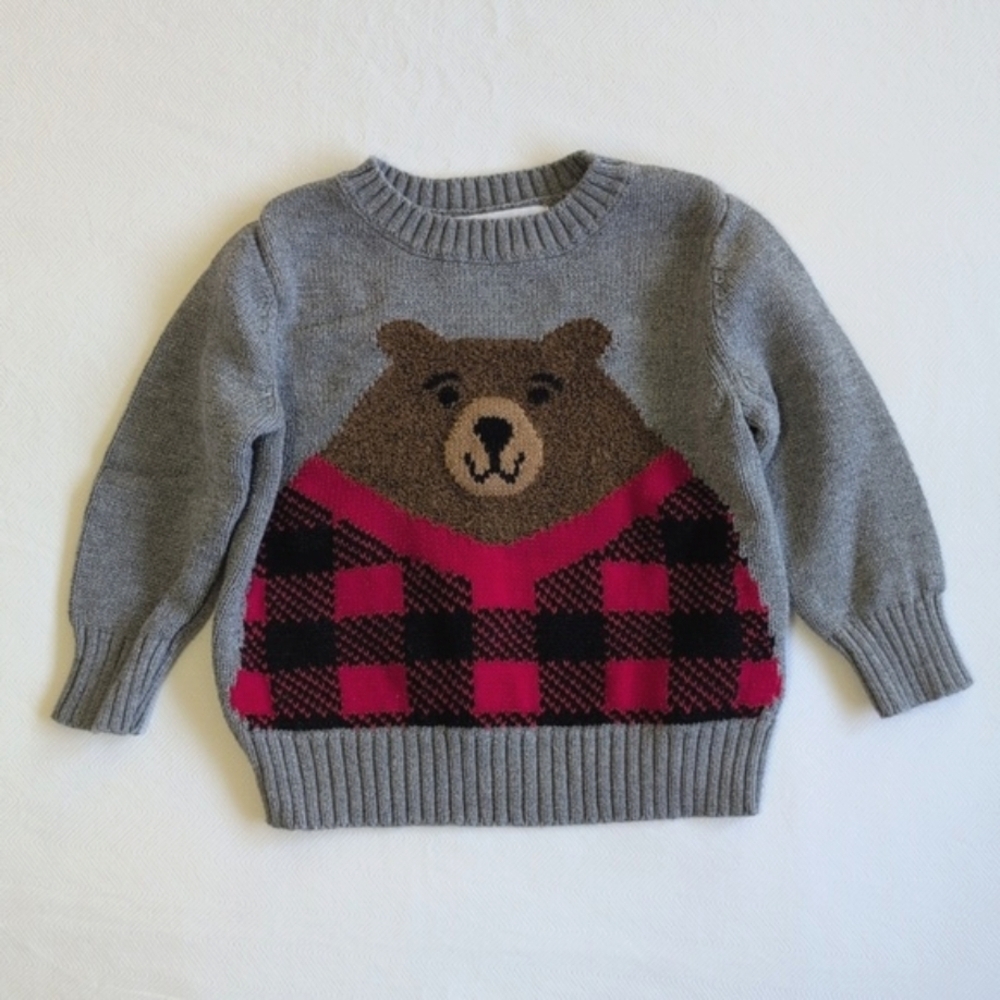 old navy winter bear knit crewneck cotton blend sweater 12-18 months baby boy